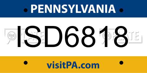ISD6818 Pennsylvania License Plate