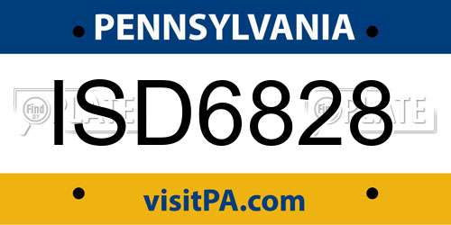 ISD6828 Pennsylvania License Plate