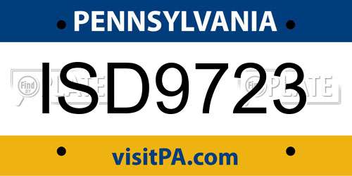 ISD9723 Pennsylvania License Plate