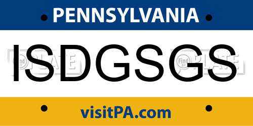 ISDGSGS Pennsylvania License Plate