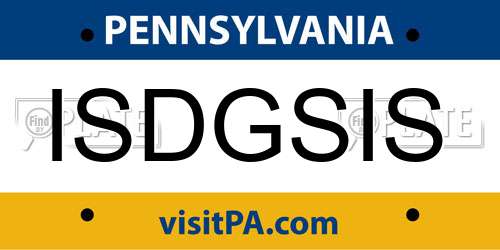 ISDGSIS Pennsylvania License Plate