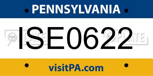 ISE0622 Pennsylvania License Plate