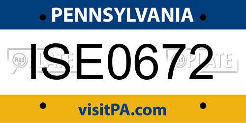 ISE0672 Pennsylvania License Plate