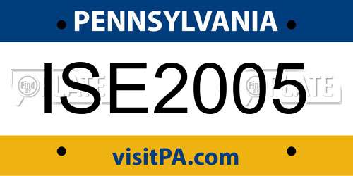 ISE2005 Pennsylvania License Plate