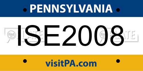 ISE2008 Pennsylvania License Plate