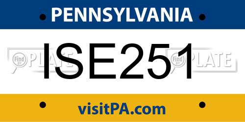 ISE251 Pennsylvania License Plate