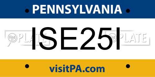 ISE25I Pennsylvania License Plate