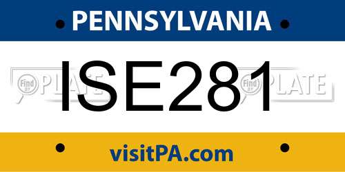 ISE281 Pennsylvania License Plate