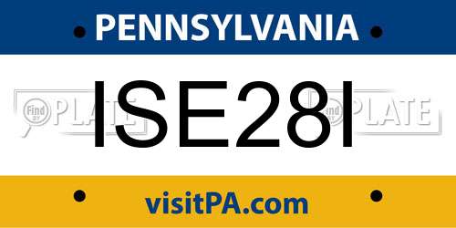 ISE28I Pennsylvania License Plate