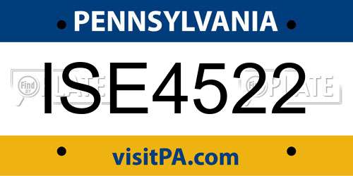 ISE4522 Pennsylvania License Plate