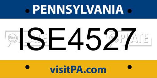 ISE4527 Pennsylvania License Plate