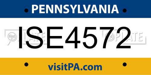 ISE4572 Pennsylvania License Plate