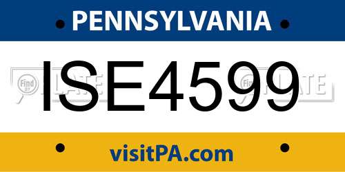ISE4599 Pennsylvania License Plate