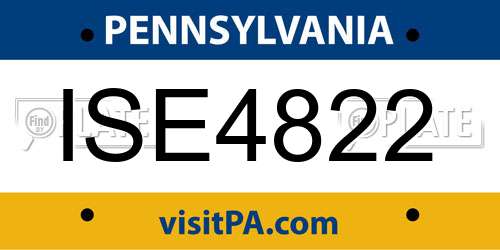 ISE4822 Pennsylvania License Plate
