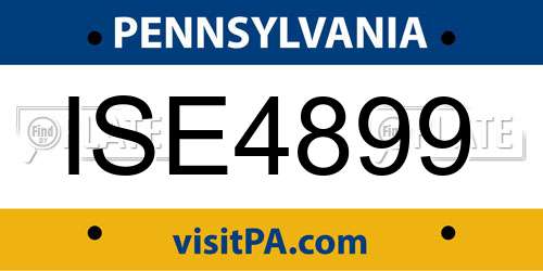 ISE4899 Pennsylvania License Plate
