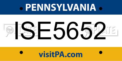 ISE5652 Pennsylvania License Plate