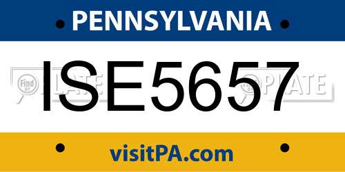 ISE5657 Pennsylvania License Plate