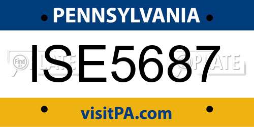 ISE5687 Pennsylvania License Plate