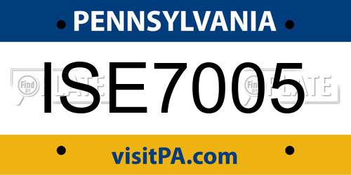 ISE7005 Pennsylvania License Plate