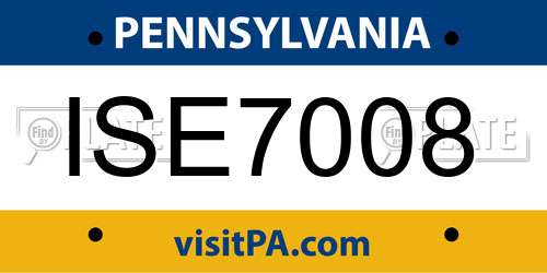 ISE7008 Pennsylvania License Plate