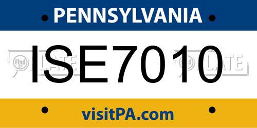 ISE7010 Pennsylvania License Plate