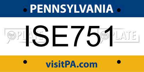 ISE751 Pennsylvania License Plate