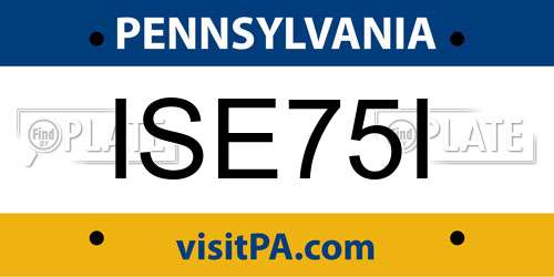 ISE75I Pennsylvania License Plate