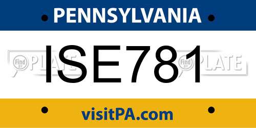 ISE781 Pennsylvania License Plate