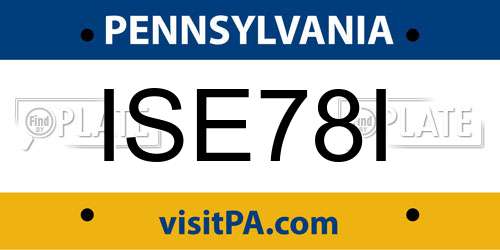ISE78I Pennsylvania License Plate