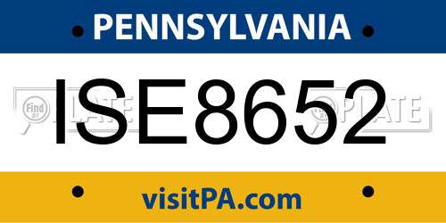 ISE8652 Pennsylvania License Plate