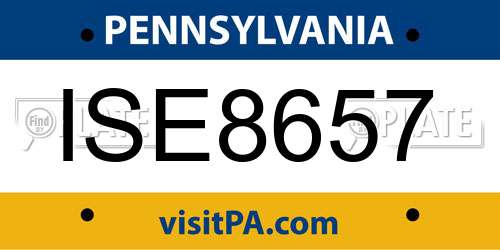 ISE8657 Pennsylvania License Plate