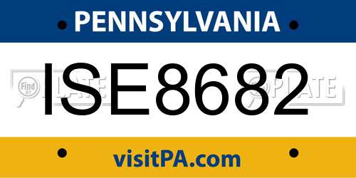 ISE8682 Pennsylvania License Plate