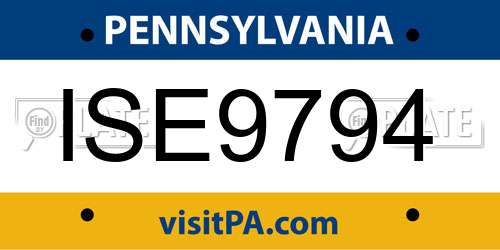 ISE9794 Pennsylvania License Plate