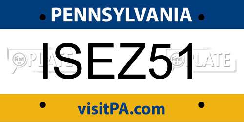 ISEZ51 Pennsylvania License Plate