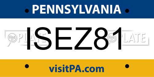 ISEZ81 Pennsylvania License Plate