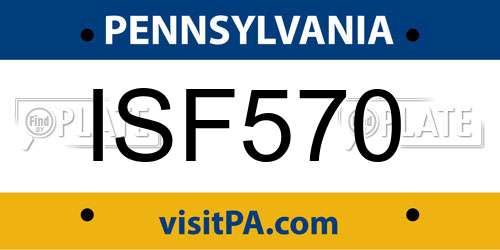 ISF570 Pennsylvania License Plate