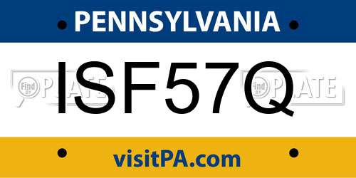 ISF57Q Pennsylvania License Plate