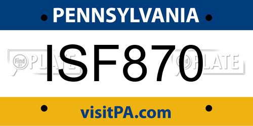 ISF870 Pennsylvania License Plate
