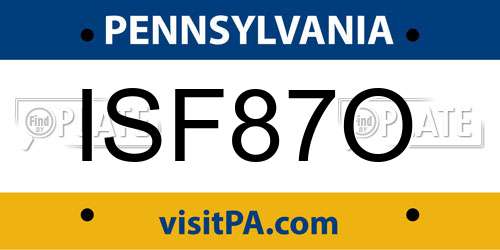 ISF87O Pennsylvania License Plate