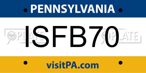 ISFB70 Pennsylvania License Plate