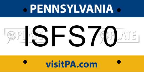 ISFS70 Pennsylvania License Plate