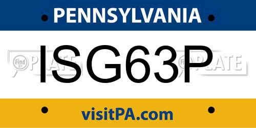 ISG63P Pennsylvania License Plate