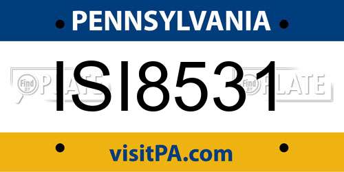 ISI8531 Pennsylvania License Plate