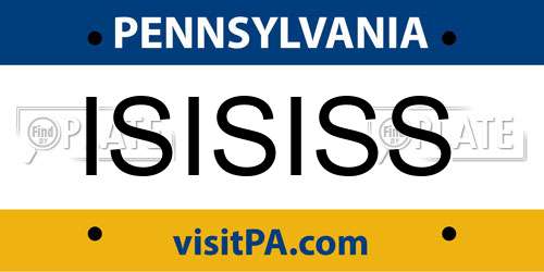 ISISISS Pennsylvania License Plate