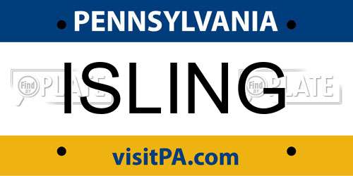 ISLING Pennsylvania License Plate