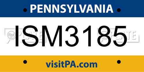 ISM3185 Pennsylvania License Plate