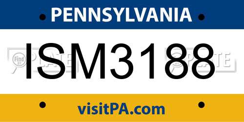 ISM3188 Pennsylvania License Plate