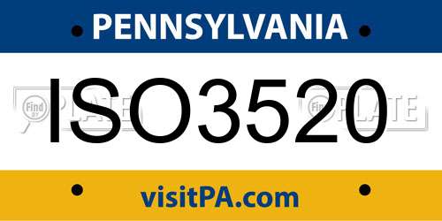ISO3520 Pennsylvania License Plate