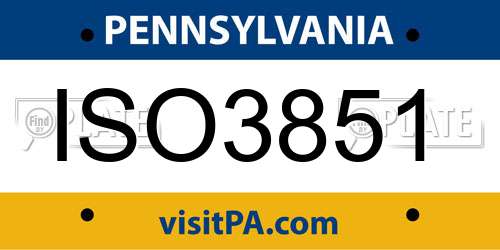 ISO3851 Pennsylvania License Plate