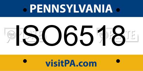 ISO6518 Pennsylvania License Plate